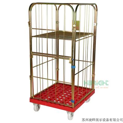 H-7金色4面可拆卸塑料底物流台车