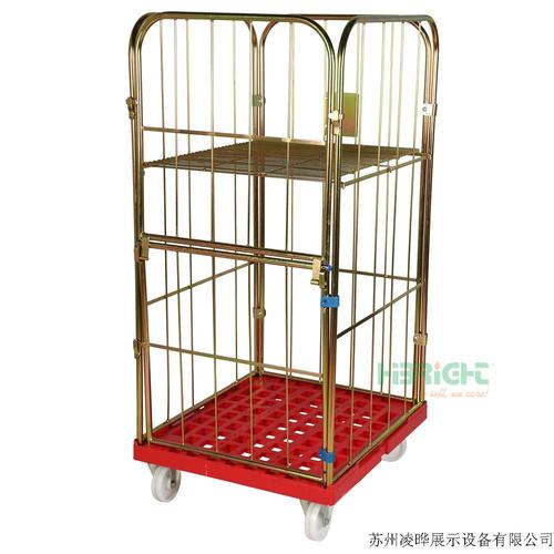 H-7金色4面可拆卸塑料底物流台车